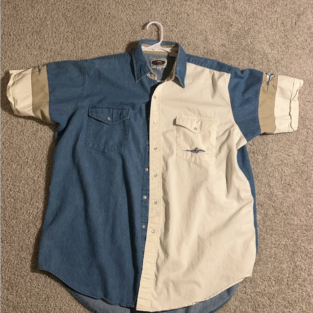 Two-Tone Blue and Cream Men's Shirt
